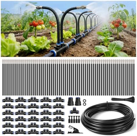 100FT High-Flow Irrigation System for Garden, 12mm Main Tubing, 60 Nozzles