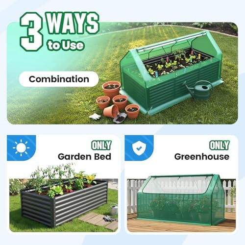 Quictent Large Raised Garden Bed with Cover 8x4x2 ft