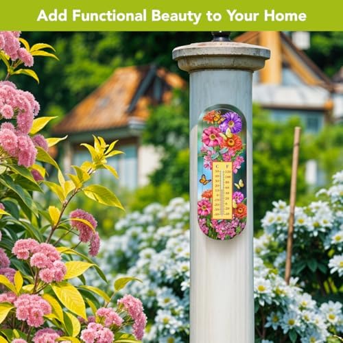 Briarwood Lane Spring Thermometer 17x6 Zinnias in Bloom for Spring Thermometer