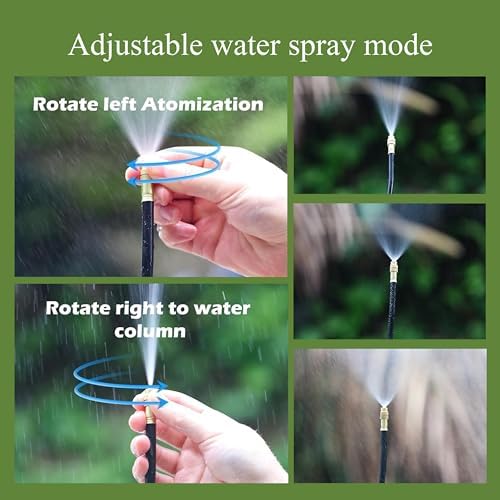 360° Adjustable Drip Irrigation System - 17FT Garden Watering System with 5 Nozzles, Garden Irrigation System, Greenhouse Accessories, Atomizing System for Yard, Lawn, Plants, 5/16 inch Hose