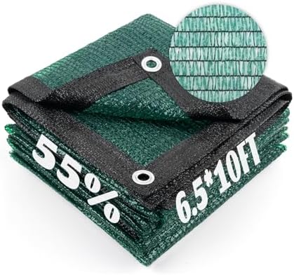 Cool Area Shade Cloth with Grommets for Garden, 55% 6.5x10ft, Dark Green
