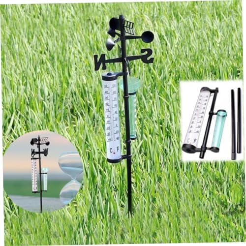 VICASKY 2 Sets Outdoor Meteorology Instrument Rain Gauge Thermometer Wind Direction for Garden Farm Use Durable Accurate Measuring Tools
