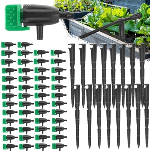 30 Adjustable Water Flow Irrigation Dripper with Support Stakes