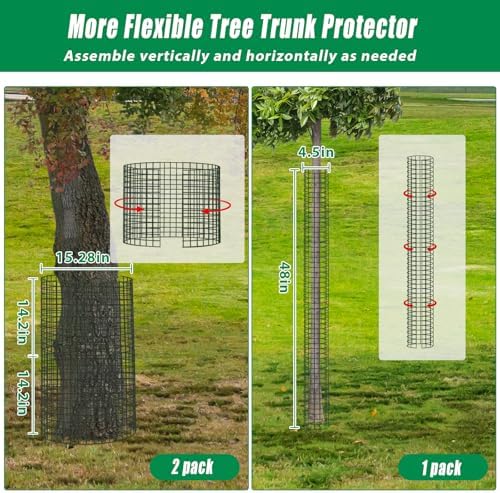 UQM 48 Inch Tree Trunk Protector, 6 Pcs Metal Tree Guards Trunk Protector