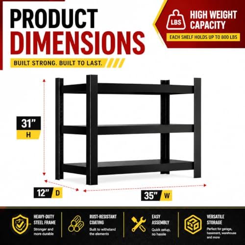 Garage Shelving,2-in-1 Adjustable Storage Shelves with Guard