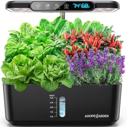 Ahopegarden Hydroponics Growing System: 10 Pods Temp ＆ Humidity Display