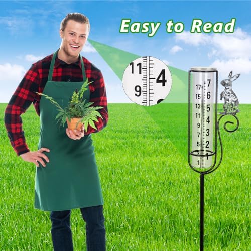 Stargarden Rain Gauge Outdoor, Rabbit Rain Gauge with Metal Stake