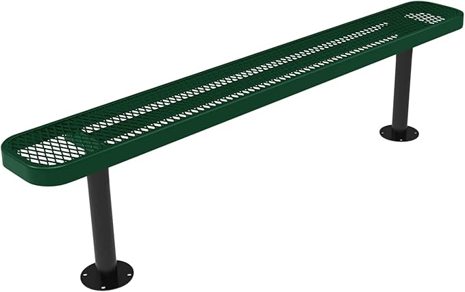 COATEDOUTDOORFURNITURE Coated Outdoor Furniture Heavy-Duty Outdoor Bench Thermoplastic Coated, Expanded Metal, Commercial-Grade Seating, Made in America (Surface Without Back, 6 Ft, Green)