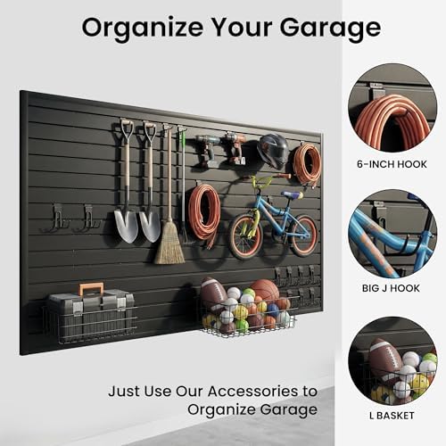 SMARTSTANDARD Black Slatwall Panel Set, 4x8 FT PVC Panel with Accessory Kit