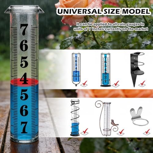 Rain Gauge Replacement Tube,Accurate 7 inch Capacity Rain Gauge Tube,Upgraded Rain Gauge Outdoors Best Rated ,Plastic Rain Meter Tube For Yard,1 Rainfall Measure Thickened Tube with 1 Clean Brush