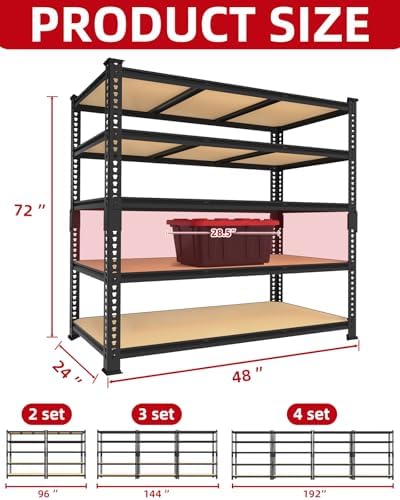 PrimeZone 3250 LBS Heavy Duty Garage Storage Shelves Adjustable Shelf, 2PCS