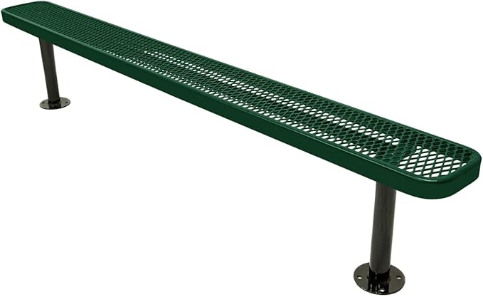 COATEDOUTDOORFURNITURE Coated Outdoor Furniture Heavy-Duty Outdoor Bench Thermoplastic Coated, Expanded Metal, Commercial-Grade Seating, Made in America (Surface Without Back, 8 Ft, Green)