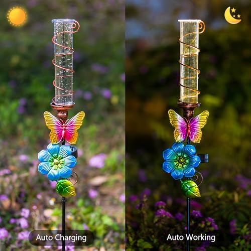 Rain Gauge Outdoor, Solar Water Gauge for Rain