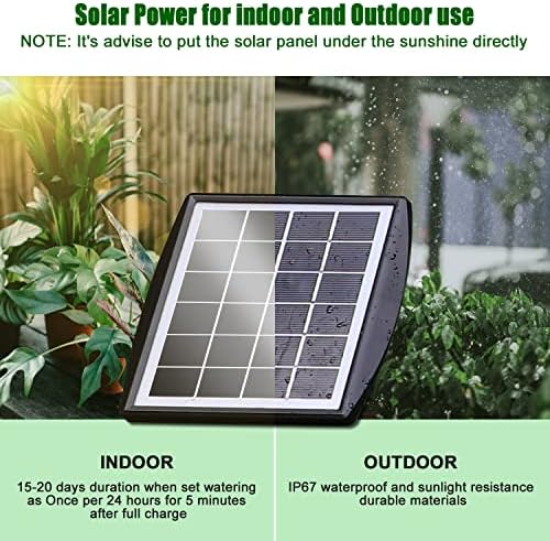 Solar Automatic Drip Irrigation Kit System, JIYANG Solar Powered Auto Easy DIY Watering Device Supported Pots Plants, 6 Timing Modes with Anti-Siphoning Device (Supported 10 Pots, 6Timing Modes)