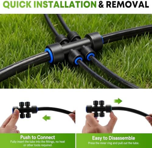50FT 1/2"(OD) Drip Irrigation Tubing with 4 Fittings