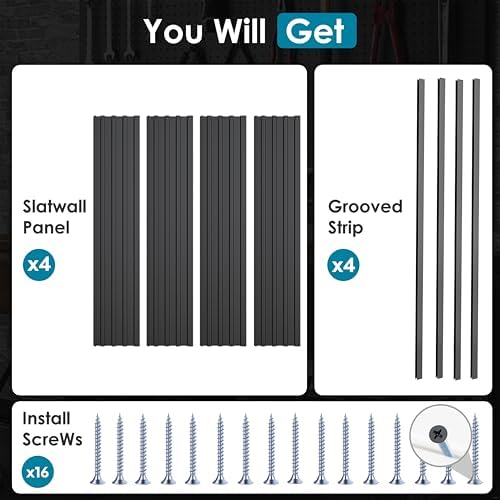 Brakki Slat Wall Paneling 4x4 Ft, Slatwall Garage Organizer Storage System