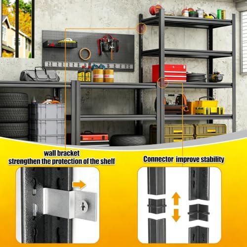 Garage Shelving, 3300 LBS Storage Shelves with Side Guard