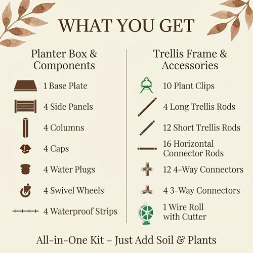 1 Pack Self Watering Tomato Planter with Trellis 64 Inch, Raised Garden Bed with Trellis - Planter Box for Climbing Plants, Tomato Pot for Vegetables, Vine Flowers, Indoor, Outdoor, Patio