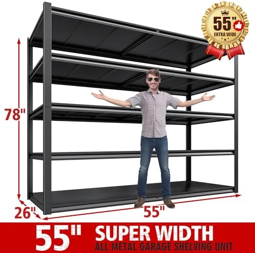 REIBII 78" H Garage Shelving,Heavy Duty Storage Shelves for Basement