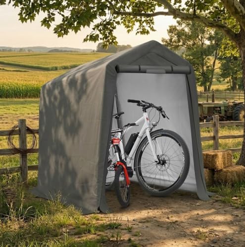 COVERONICS 6' x 7' Outdoor Portable Storage Shelter Shed, Grey
