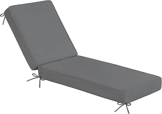 Sundale Outdoor Olefin Chaise Lounge Cushion, Water-Resistant Patio Lounge Chair Cushion, Thick Lounger Pad with 4 Straps Medium Gray, 72 x 21 x 4 Inches