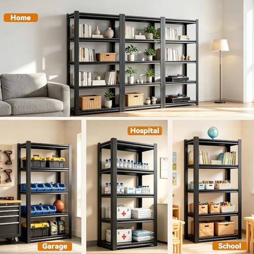 SAWJEC Garage Shelving Unit, 63" Compact 5-Tier Metal Storage Rack