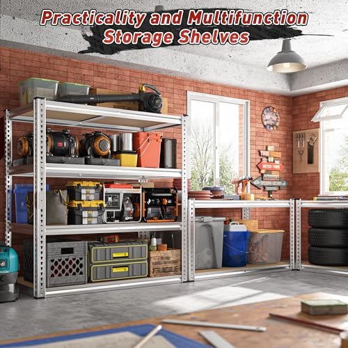 REIBII 40"W Storage Shelves,Adjustable Garage Shelving Rustproof For Pantry