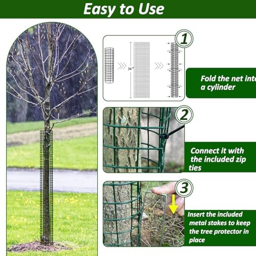 Metal Tree Trunk Protector, 8 Pack 36" Mesh Tree Guards Tree Protectors with Zip Ties, Stakes, ExpandableTree Trunk Protector Guard, Tree Protectors from Deer, Mower, Animals(36",8 Pack)