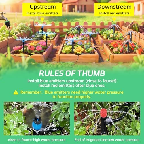 65Ft Drip Irrigation System Kit with 1/4 Inch Tubing for Garden