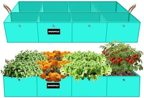 2 Pcs 6x3x1Ft 8 Grids Raised Garden Bed for Outdoor Vegetables