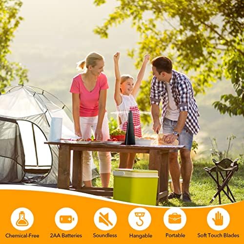 Fly Fans for Tables, Fly Repellent Fan Indoor Outdoor with Holographic Blades, Batteries Powered for Picnic, Party, Restaurant, Kitchen, and BBQ,4 Pack