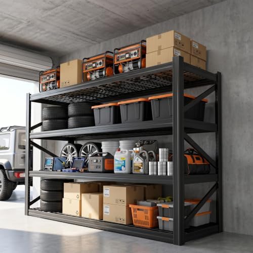 4-Tier Heavy Duty Garage Shelving, 8,000 lbs Capacity Adjustable Metal Storage Shelving Unit for Garage, Basement, Warehouse & Workshop, 71" W x 24" D x 71" H