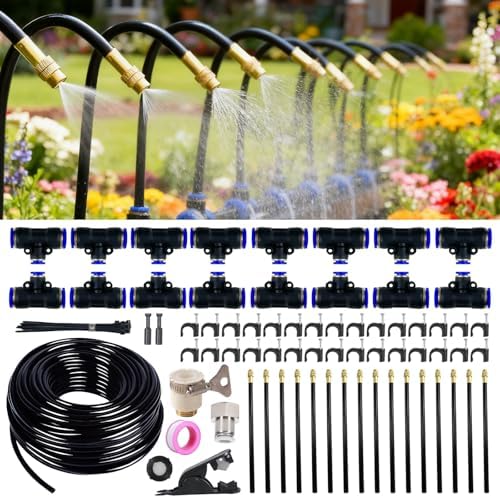 360° Adjustable Drip Irrigation System, 50FT, 15/32 inch Hose