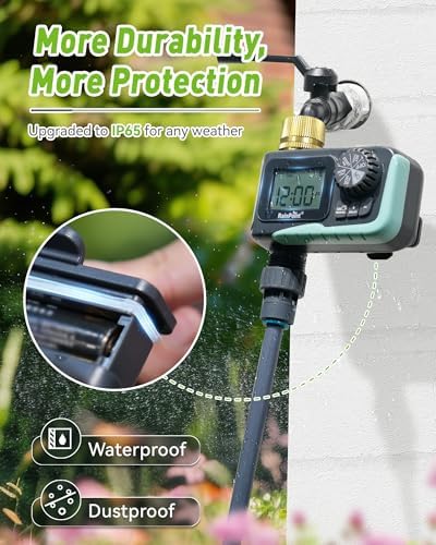 RAINPOINT Sprinkler Timer Outdoor,Programmable Water Timer for Garden Hose Faucet,Irrigation System with Rain Delay/Manual(Metal)