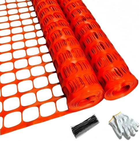 PotatoLife 2-Pack 4'x100' Green Mesh Safety Fence with Zip Ties, Orange