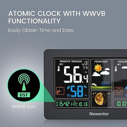 Newentor Weather Station Wireless Indoor Outdoor Thermometer, Black,2Sensor