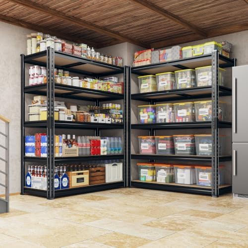 REIBII 2 Pack Garage Shelving for Basement, Heavy Duty Storage Shelves