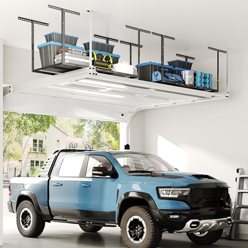 FLEXIMOUNTS 3x6 Overhead Garage Ceiling Storage Rack Adjustable, Hammertone