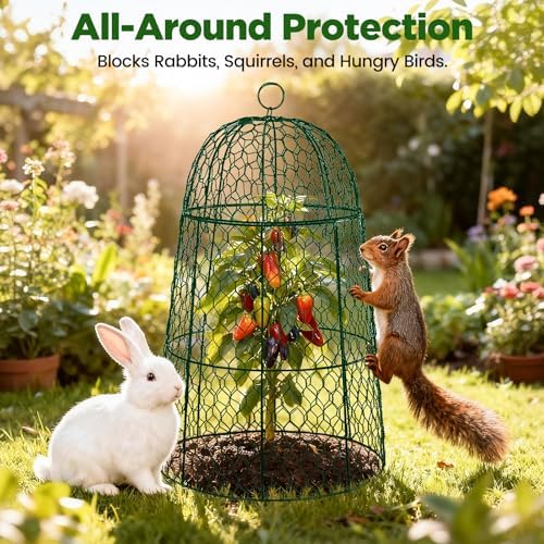 12 Pack XL Metal Garden Cloches for Plants, 17" Tall Chicken Wire Cloches
