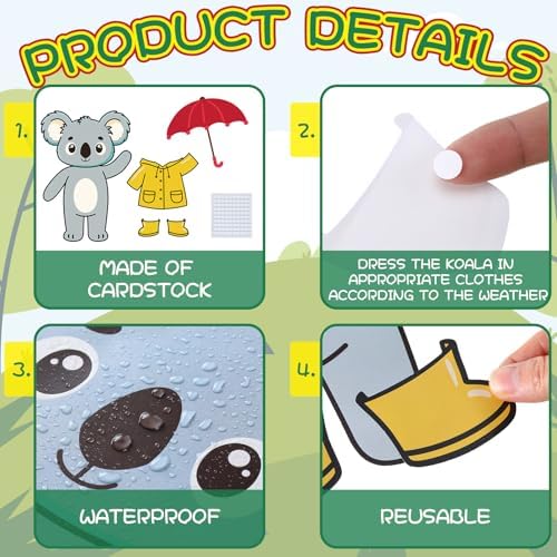 Gilprop 58 Pcs Dress for Weather Bulletin Board Set for Classroom, Koala