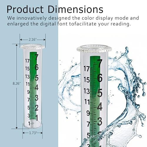 JOYBEE 7" Capacity Antifreeze Plastic Rain Gauge Replacement Tube for Outdoors Yard Garden(2 pcs Green)