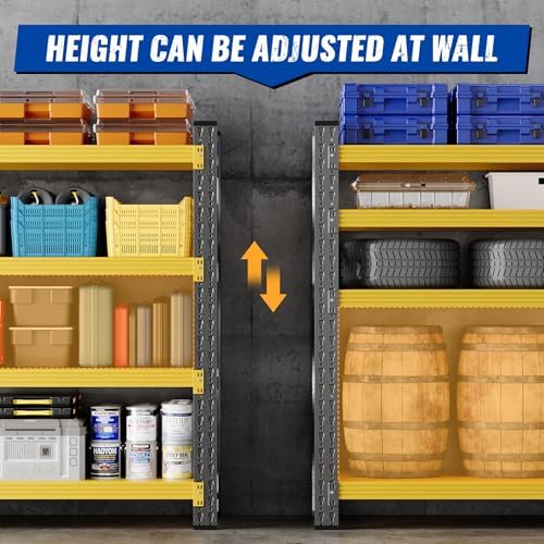 BYBYNSOE 48" W Storage Shelves 3000lbs Garage Metal Shelving Heavy Duty Garage Shelves Adjustable Storage Shelves for Industrial, Factory (Black Yellow, 48" W X 24" D X 69" H)