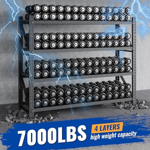 BYNSOE 78.8" W Heavy Duty Garage Shelves 7000lbs Garage Metal Shelving Adjustable Storage Shelves for Industrial, Factory, (78.8" W X 24" D X 78.8" H)