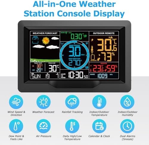 Wireless Weather Station with Outdoor Sensor, 10-in-1 Weather Monitor