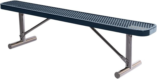 COATEDOUTDOORFURNITURE Heavy-Duty Portable Outdoor Bench Thermoplastic Coated, Expanded Metal, Commercial-Grade Seating, Made in America (Portable Without Back, 6 Ft, Dark Blue)