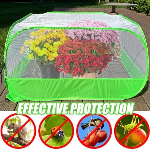 Pop-up Garden Mesh Plant Cover Outdoor Tent Garden Cover Mesh Bird and Pest Protection Guard for Raised Bed Protection Fruits Vegetables Seedlings and Herbs (1pcs 35.4x35.4x27.5in Without Bottom)