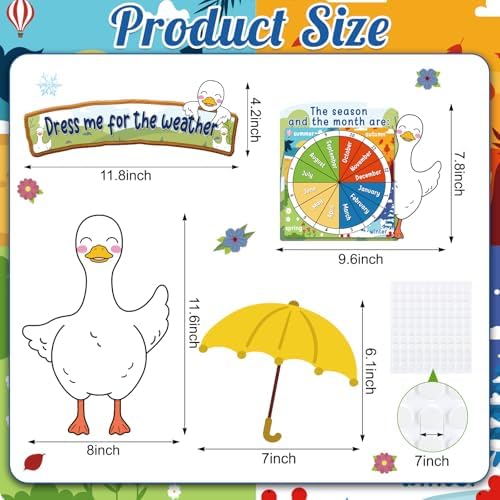 Gilprop 58 Pcs Dress for Weather Bulletin Board Set for Classroom, Goose