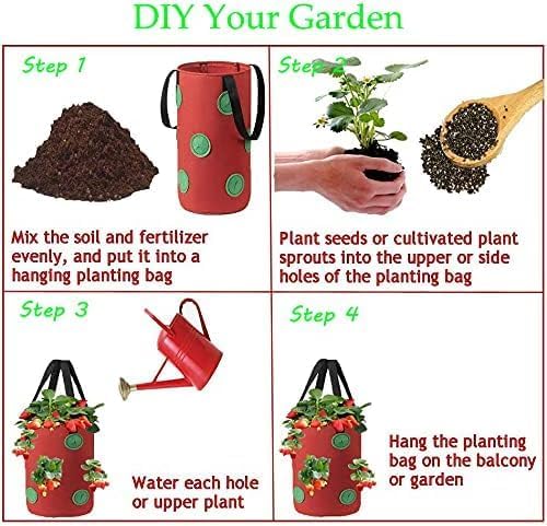 Upside Down Tomato Planter-3 Gallon Hanging Strawberry Planter Durable Aeration Fabric Grow Bags for Vegetables (Set of 2- Red and Green)
