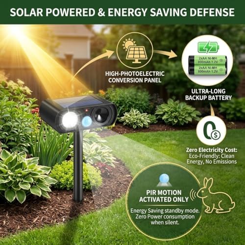 2026 Upgraded Sonic Fortress Pro Deer Repellent Devices,Feral Cat Deterrent Outdoor Solar Ultrasonic Animal Repellent with Motion Sensor&Flash Light, Raccoon Fortress Pro for Garden&Yard 2Pack