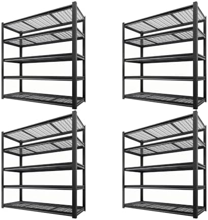 5-Tier Heavy Duty Garage Shelving, 5,000 lbs Capacity Adjustable Metal Storage Shelving Unit for Garage, Basement, Warehouse & Workshop, 55" W x 24" D x 84" H